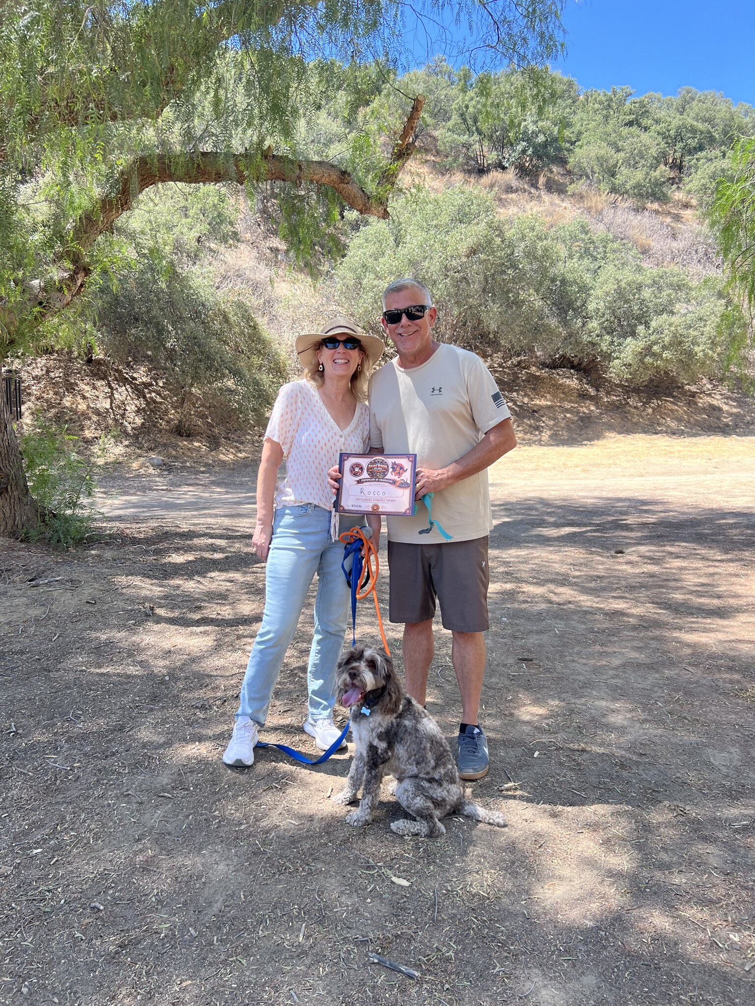 Rocco's graduation day after rattlesnake avoidance training